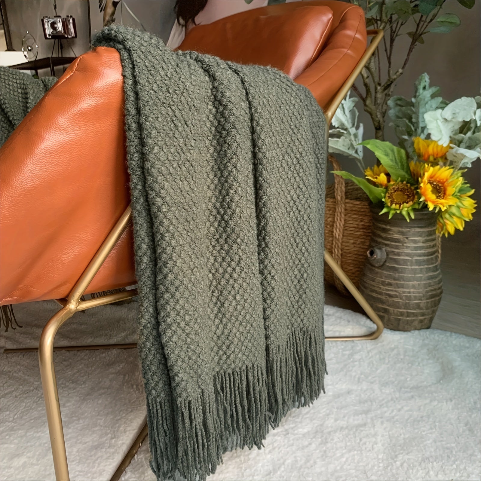 Vintage Farmhouse Knit Throw Blanket