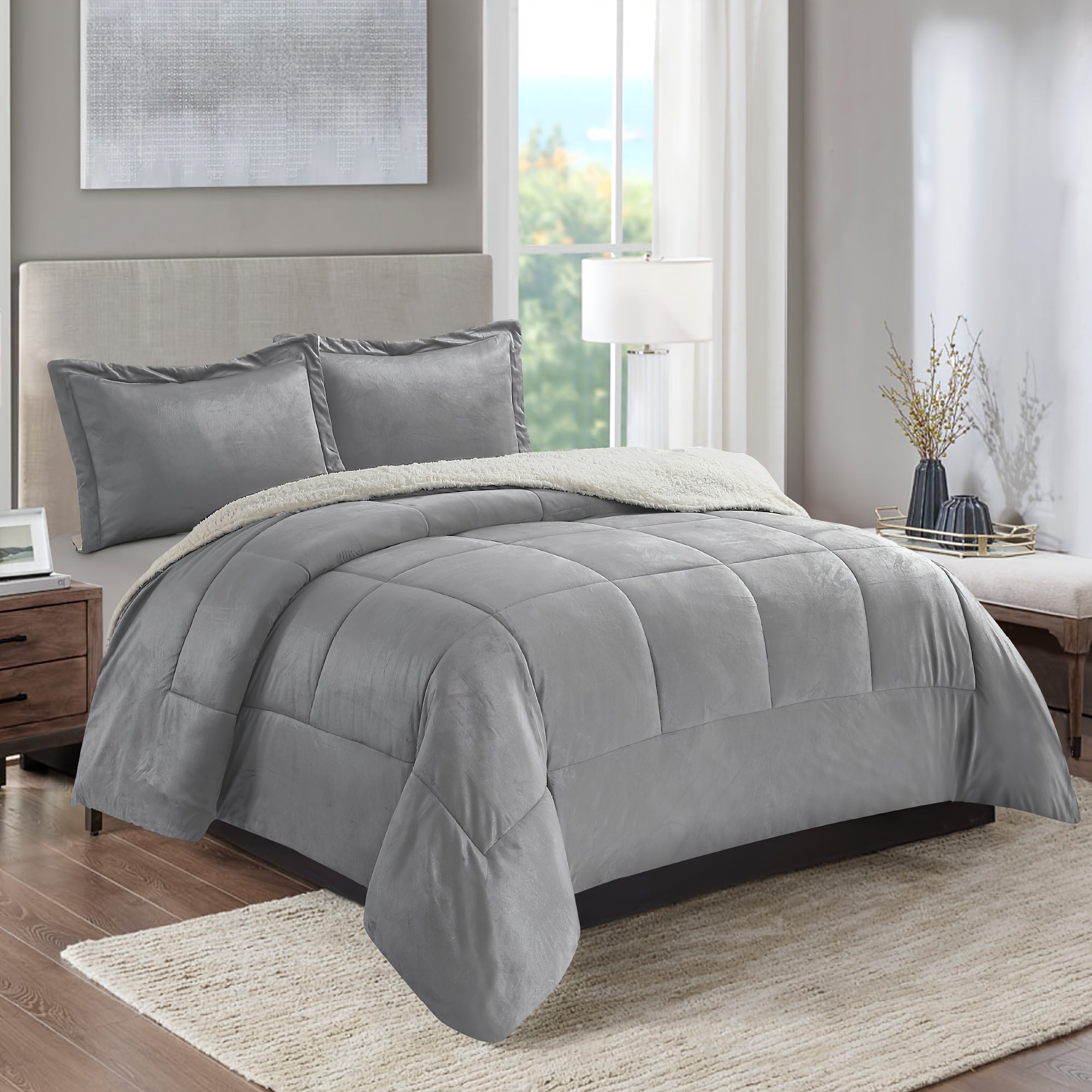 Reversible Sherpa Down-Alternative Comforter Set