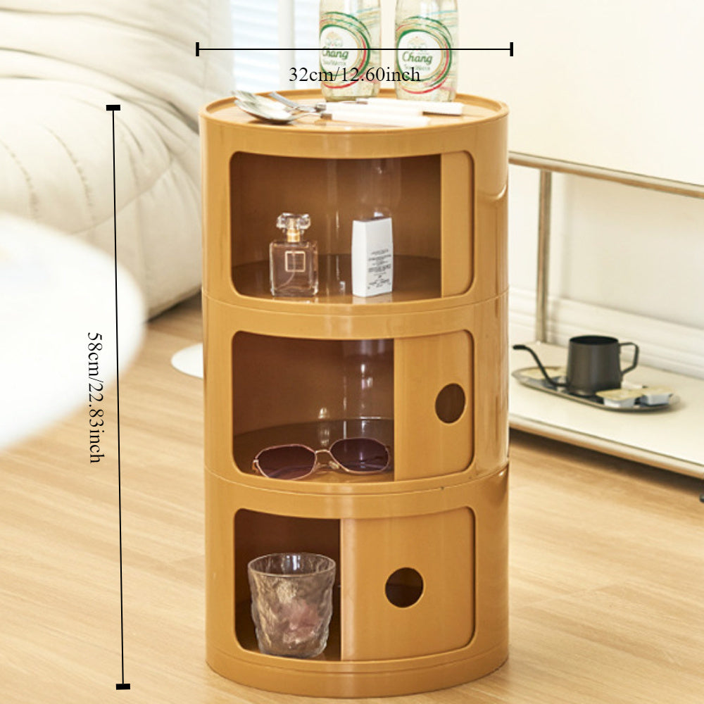 Round Sliding Door Bedside Cabinet