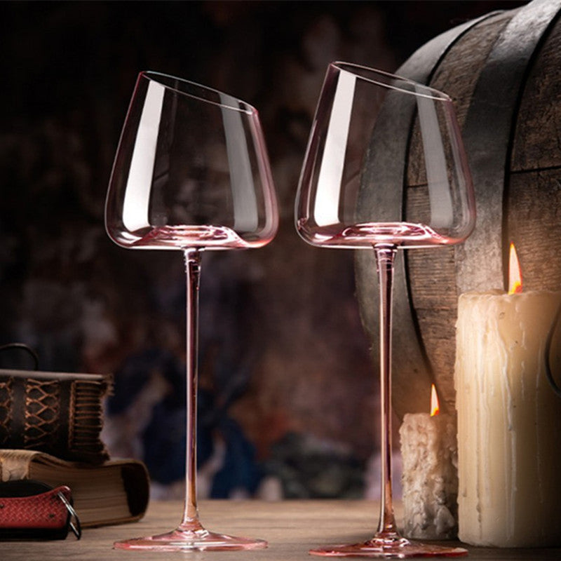 Romantic Pink Diagonal Wine Glass Set