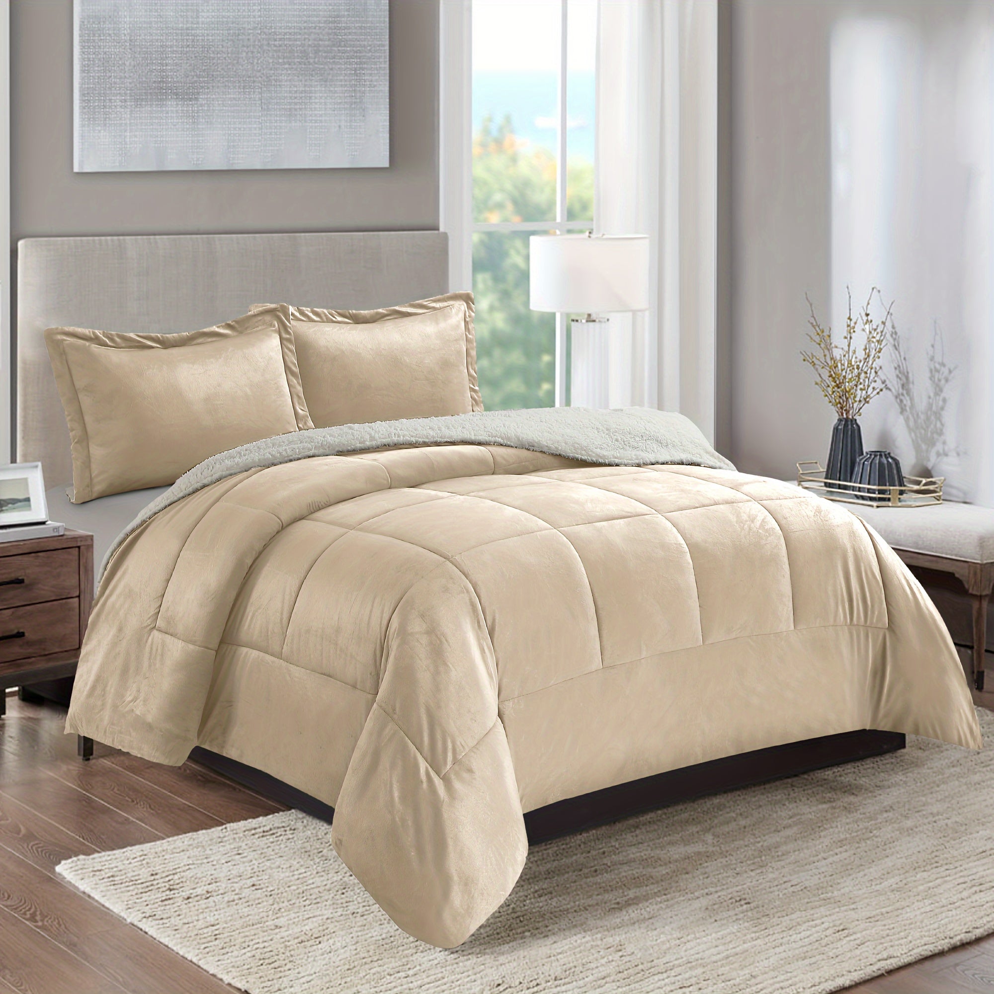 Reversible Sherpa Down-Alternative Comforter Set