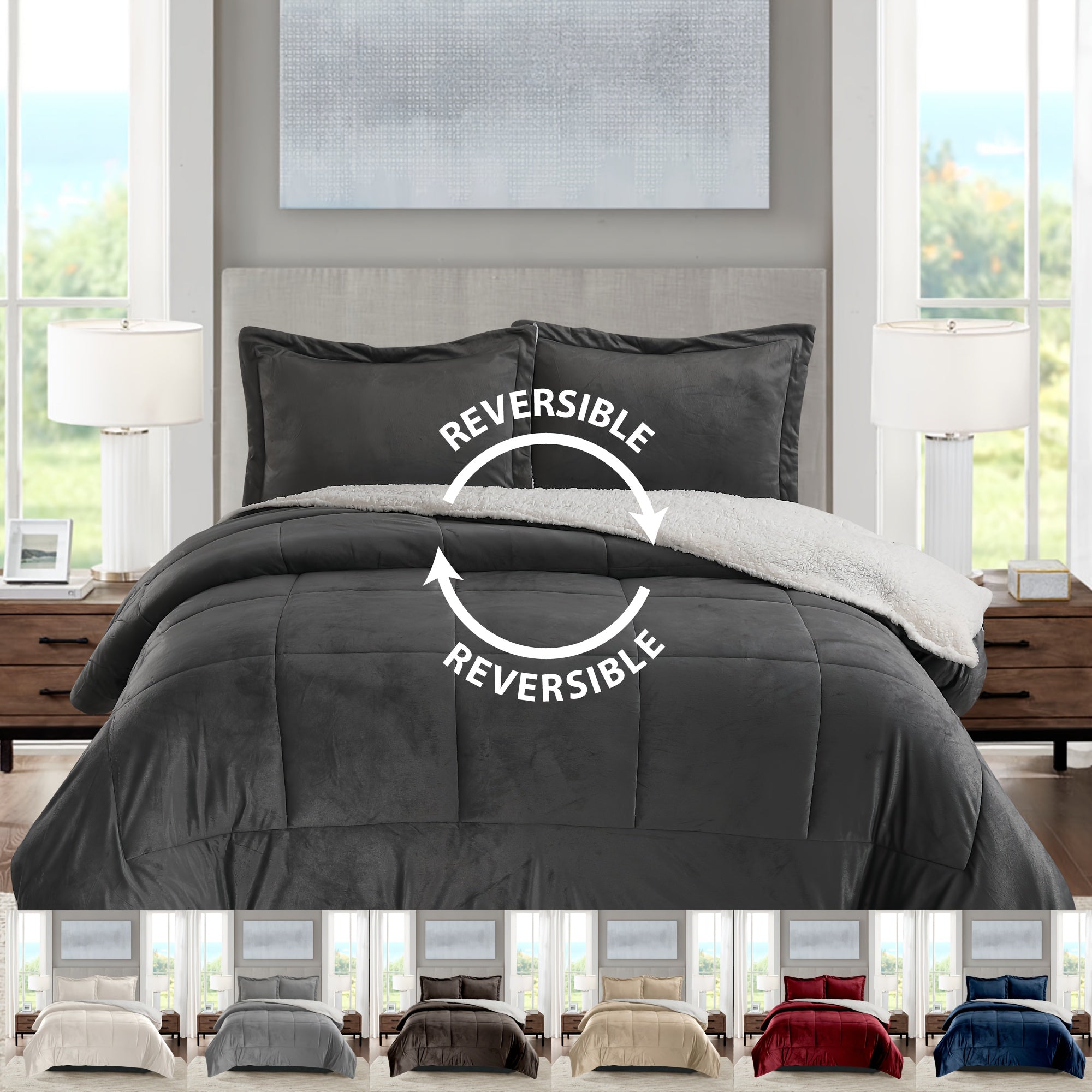 Reversible Sherpa Down-Alternative Comforter Set