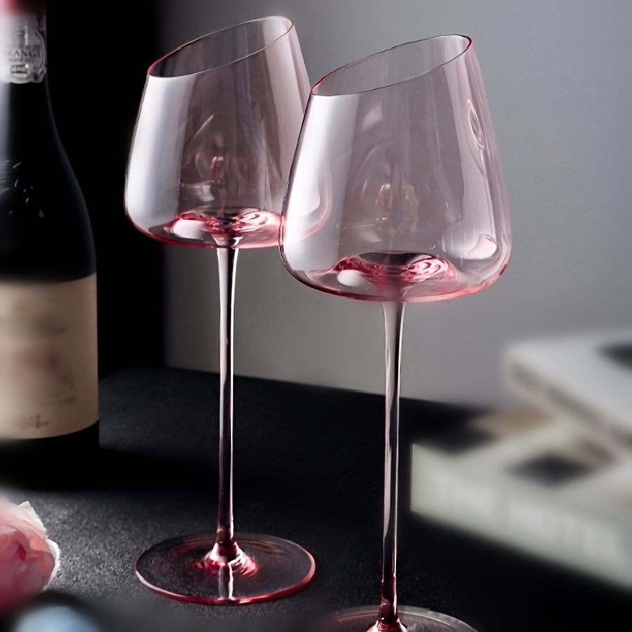 Romantic Pink Diagonal Wine Glass Set