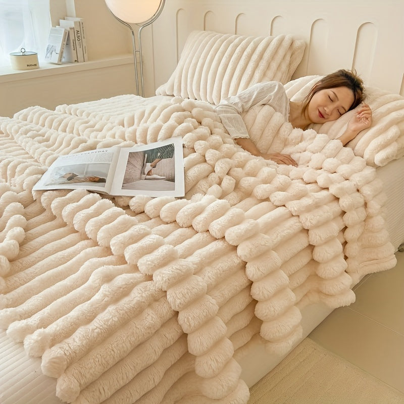 Luxurious Rabbit Fur Throw Blanket