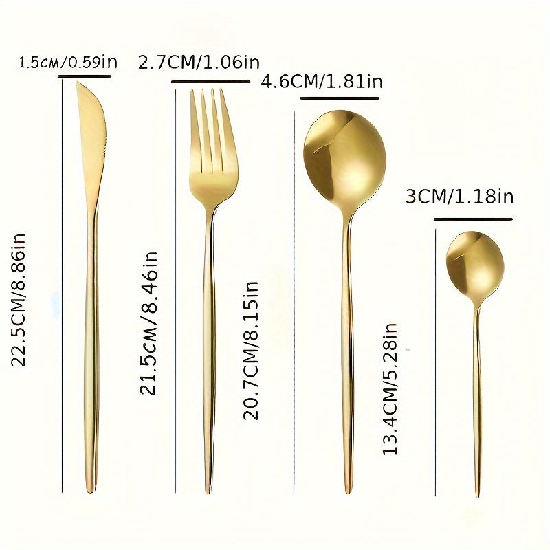 24-Piece Golden Stainless Steel Cutlery Set