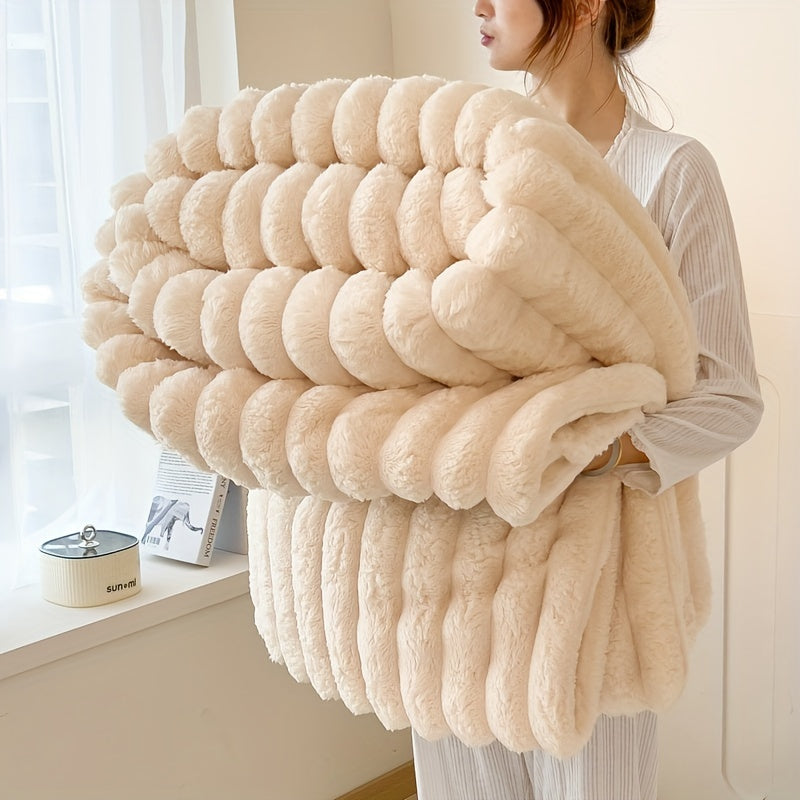 Luxurious Rabbit Fur Throw Blanket