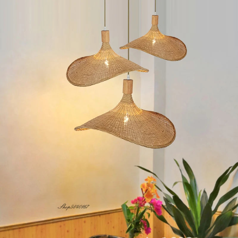 Bamboo Straw Hat Pendant Lamp