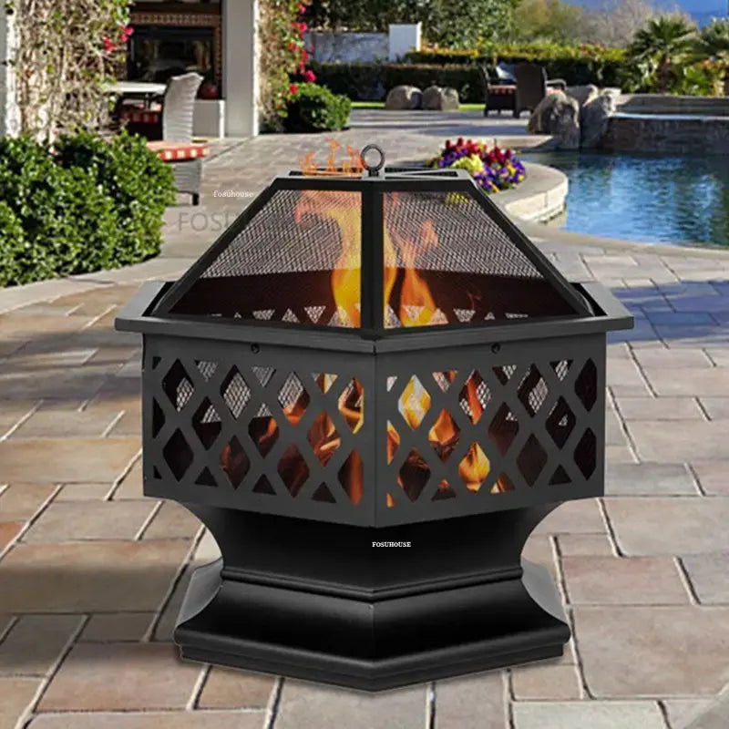 Rustic Hexagonal Fire Pit