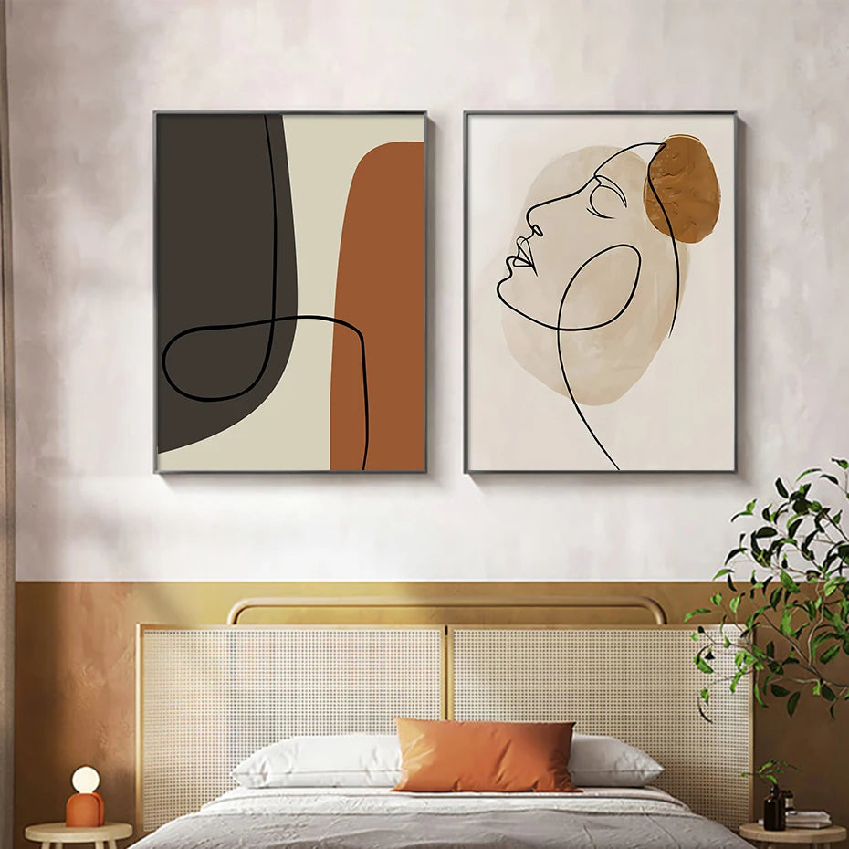 Abstract Geometric Face Line Art Canvas Print