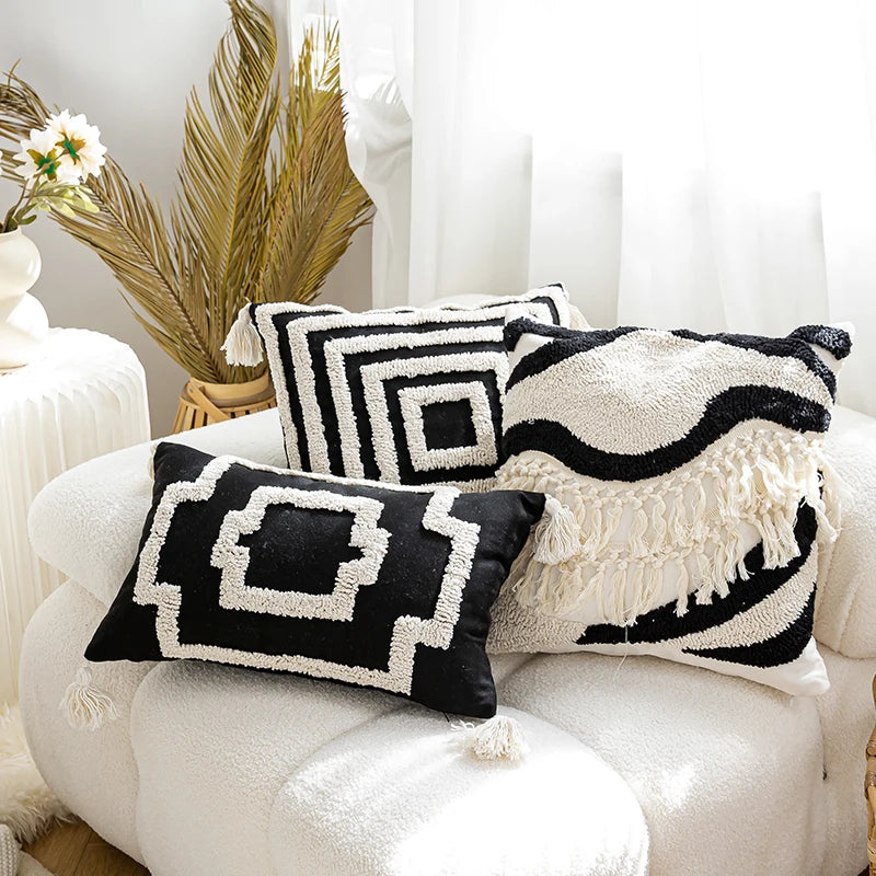 Boho Chic Tufted Cushion Cover