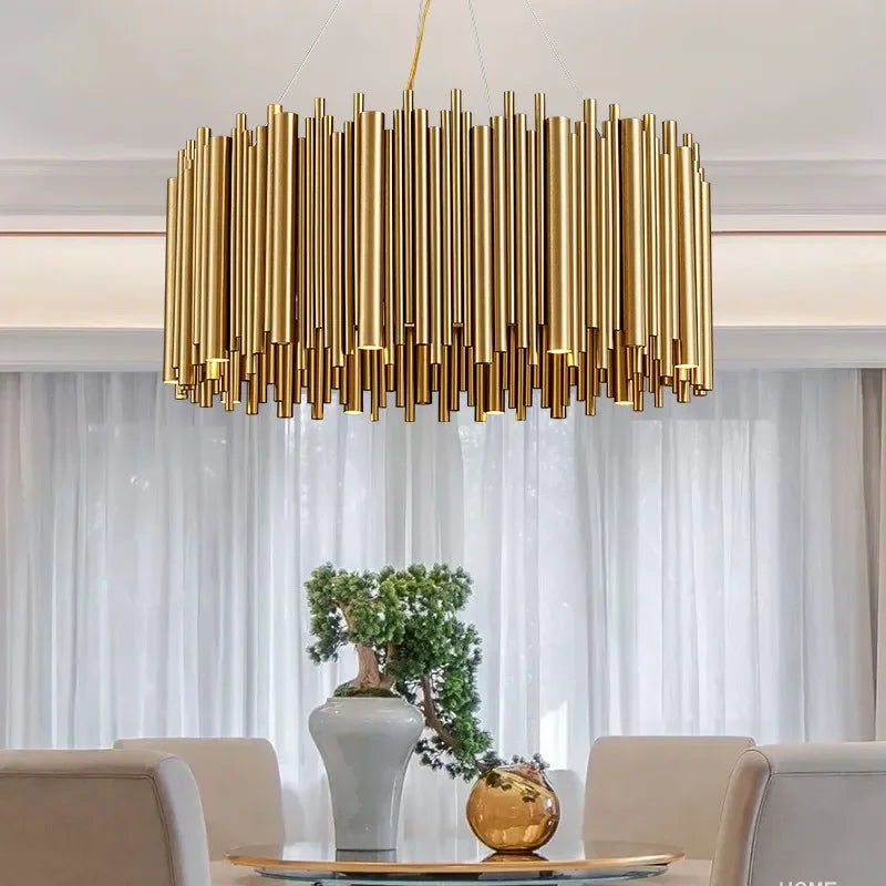 Postmodern Stainless Steel Chandelier