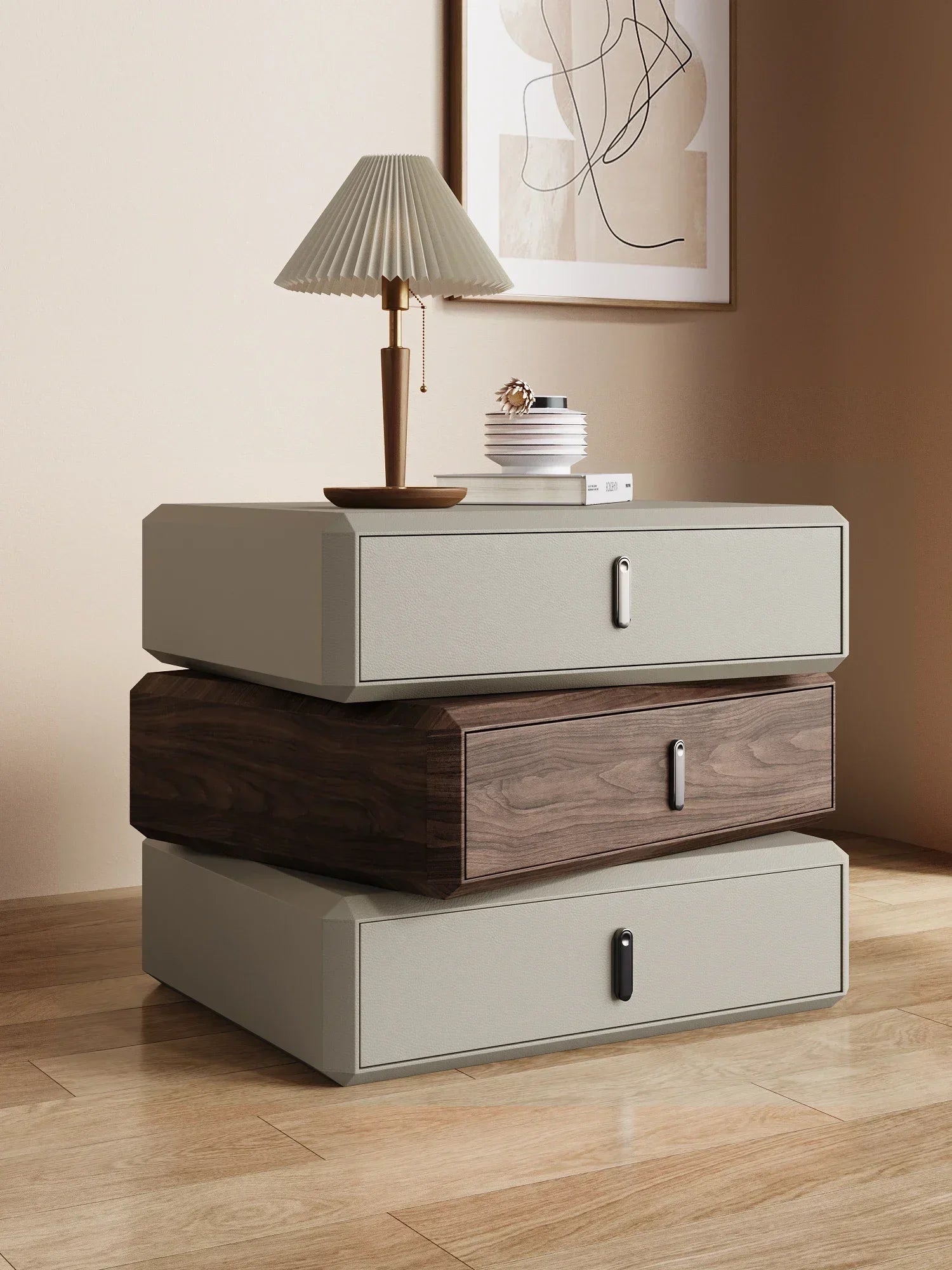 Rotating Solid Wood Nightstand