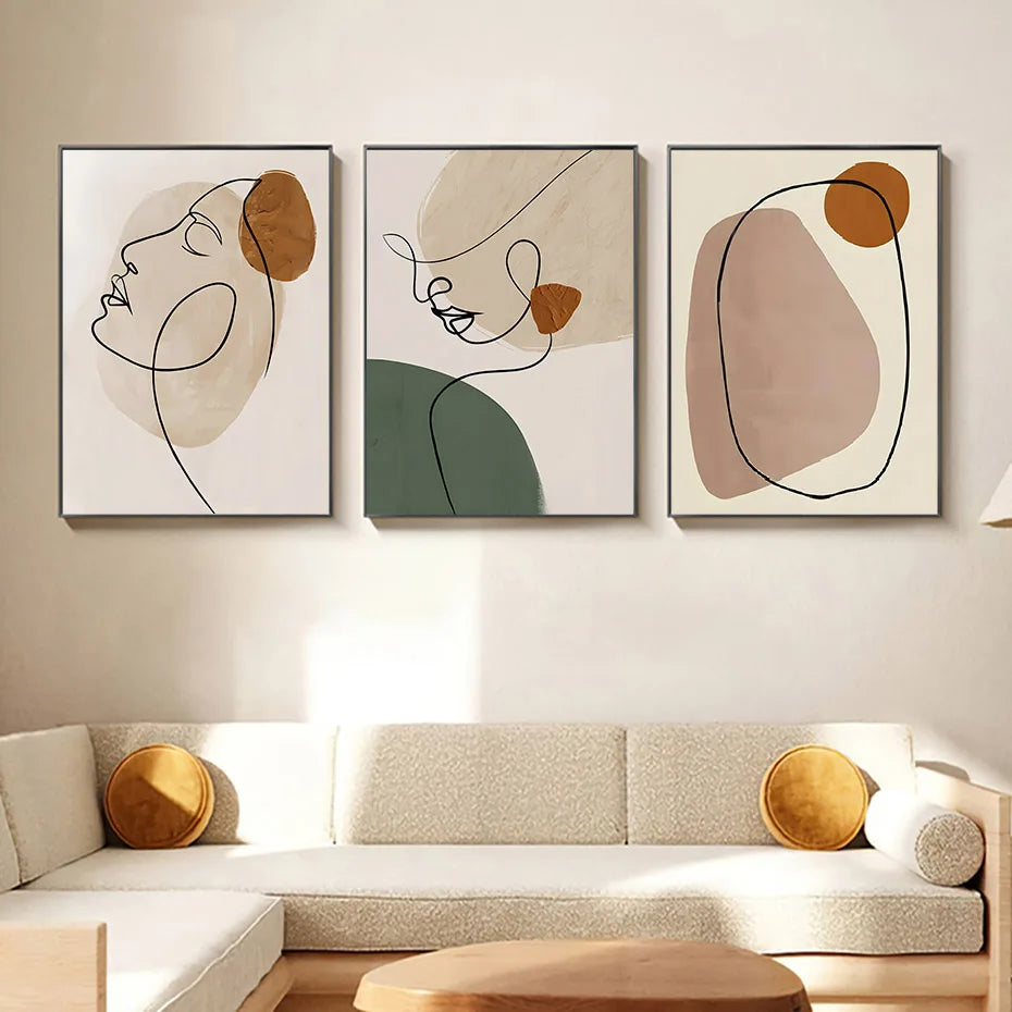 Abstract Geometric Face Line Art Canvas Print