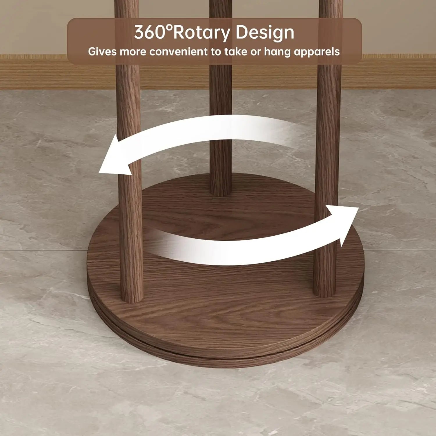 KungFuWood 360° Rotating Coat Rack