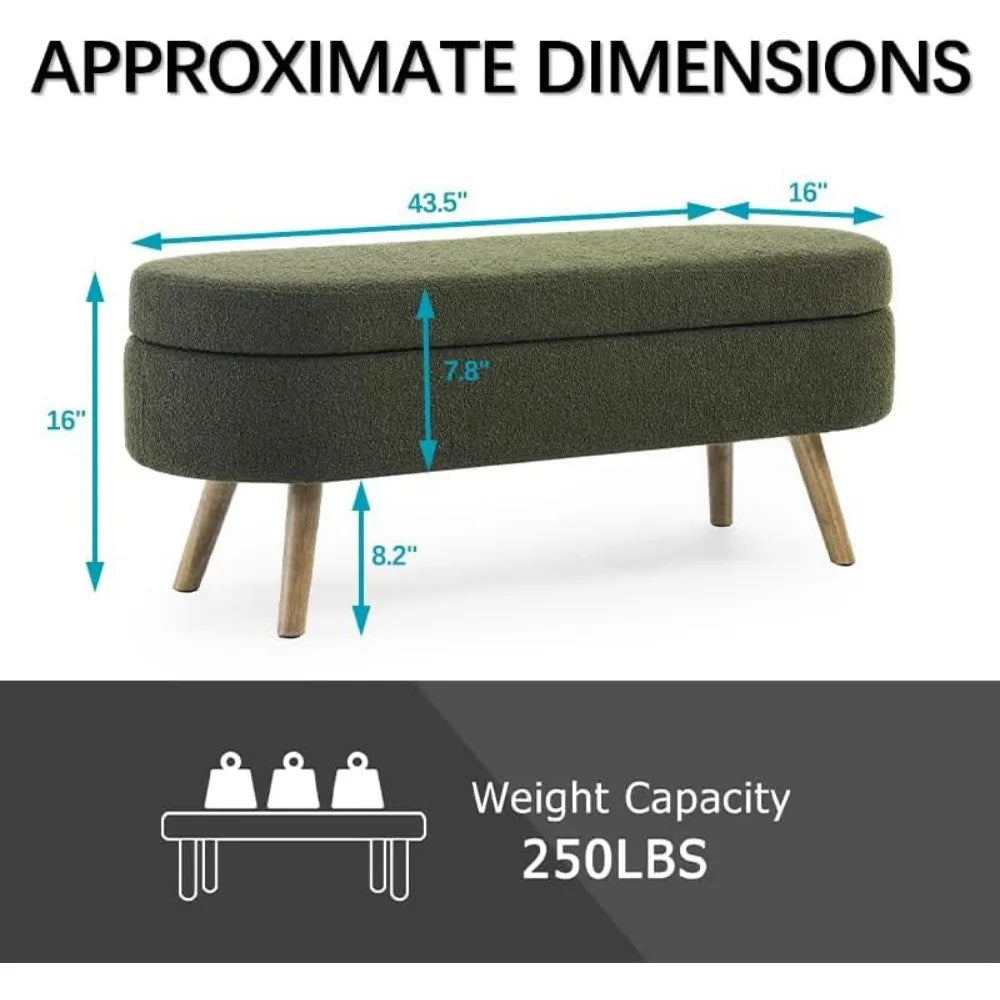 Linen Upholstered Storage Bench