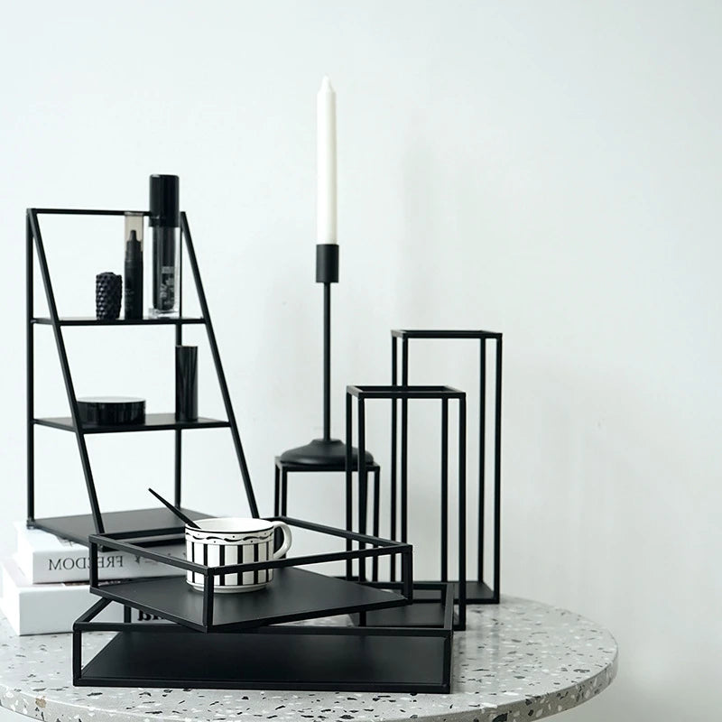 Retro Iron Geometric Shape Storage Rack