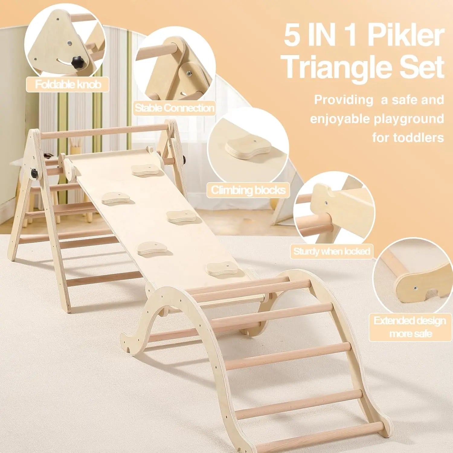 Foldable Pikler Triangle Climbing Set