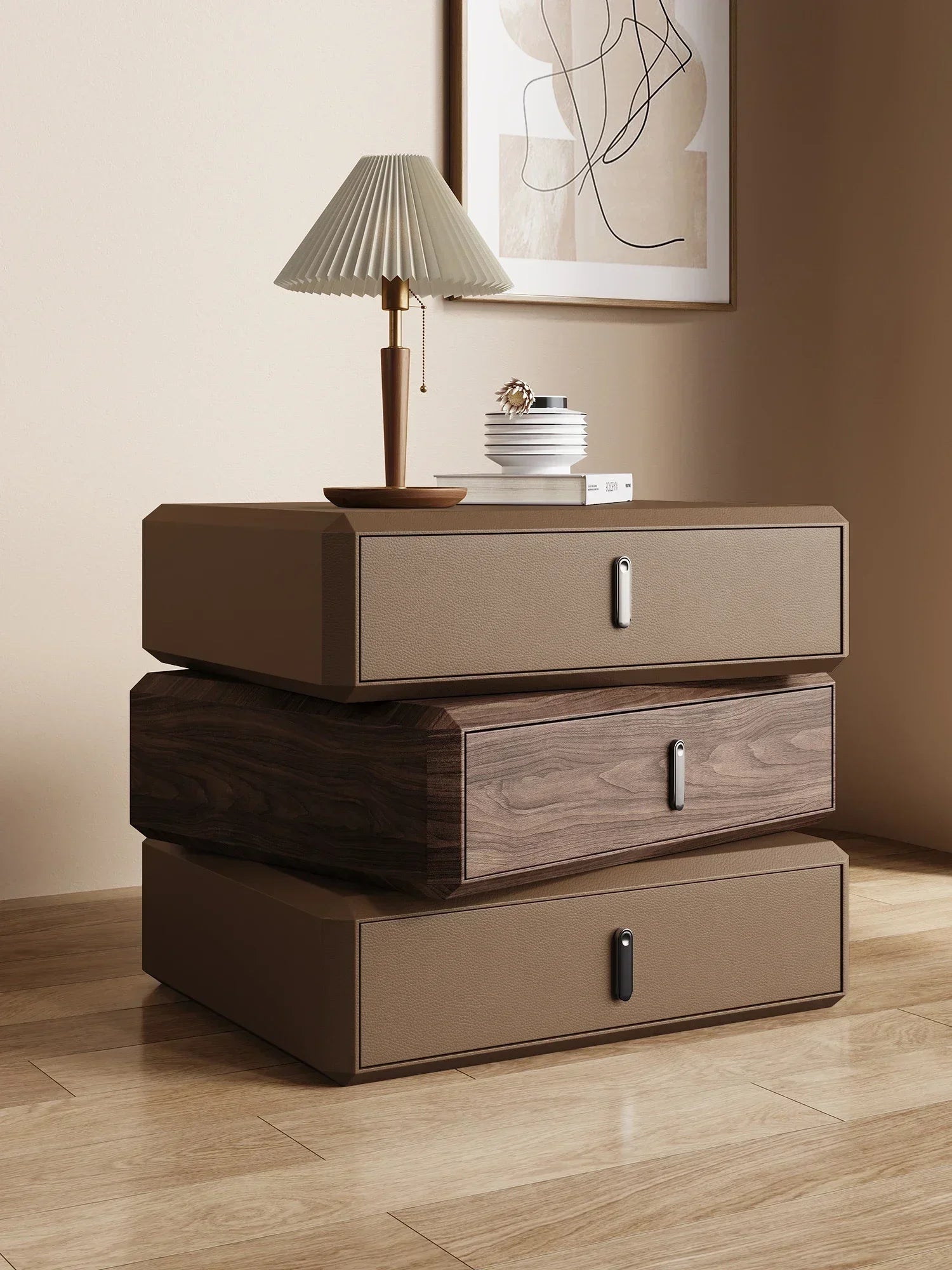 Rotating Solid Wood Nightstand