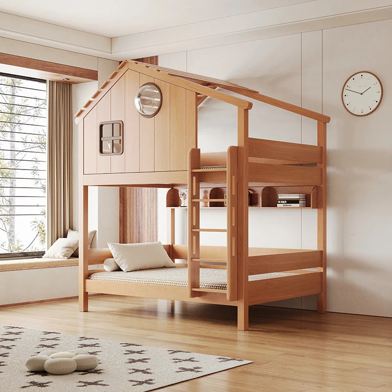 Classic Wooden Bunk Bed with Storage