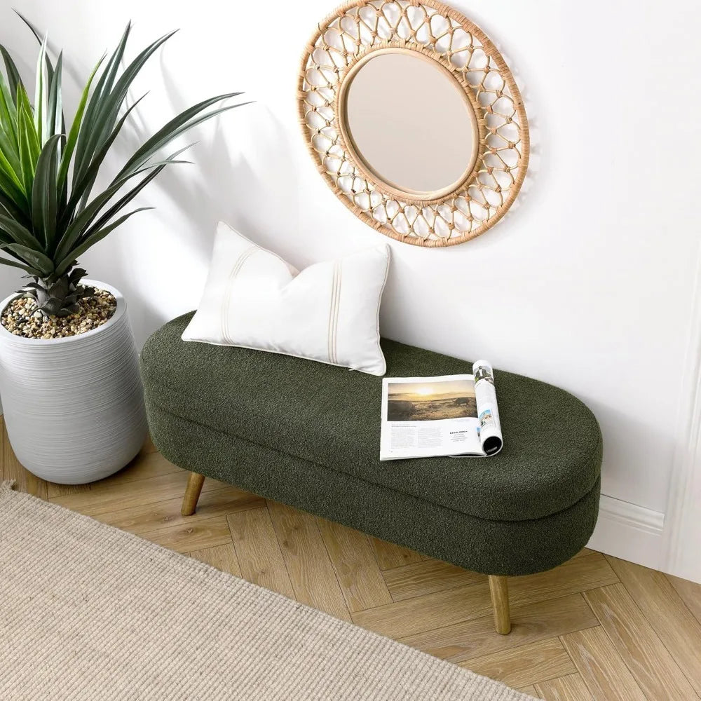 Linen Upholstered Storage Bench