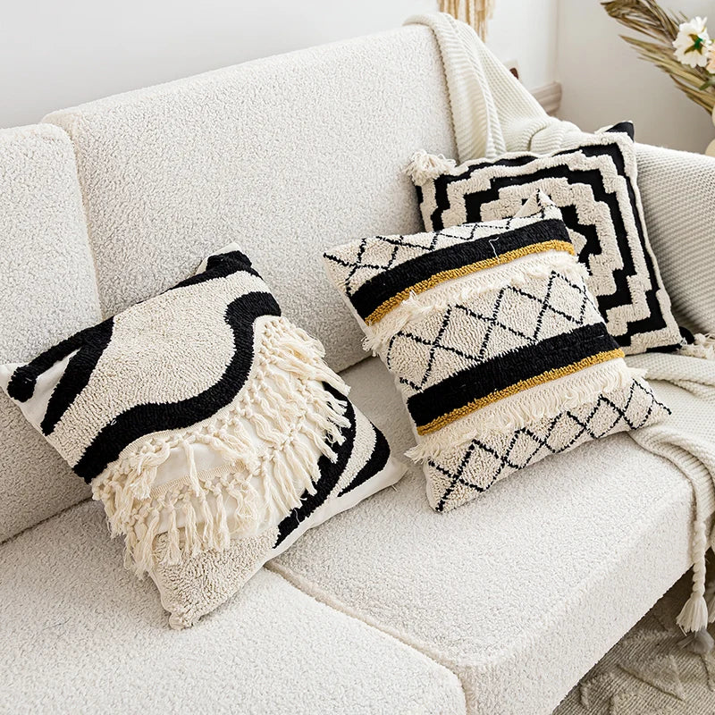 Boho Chic Tufted Cushion Cover