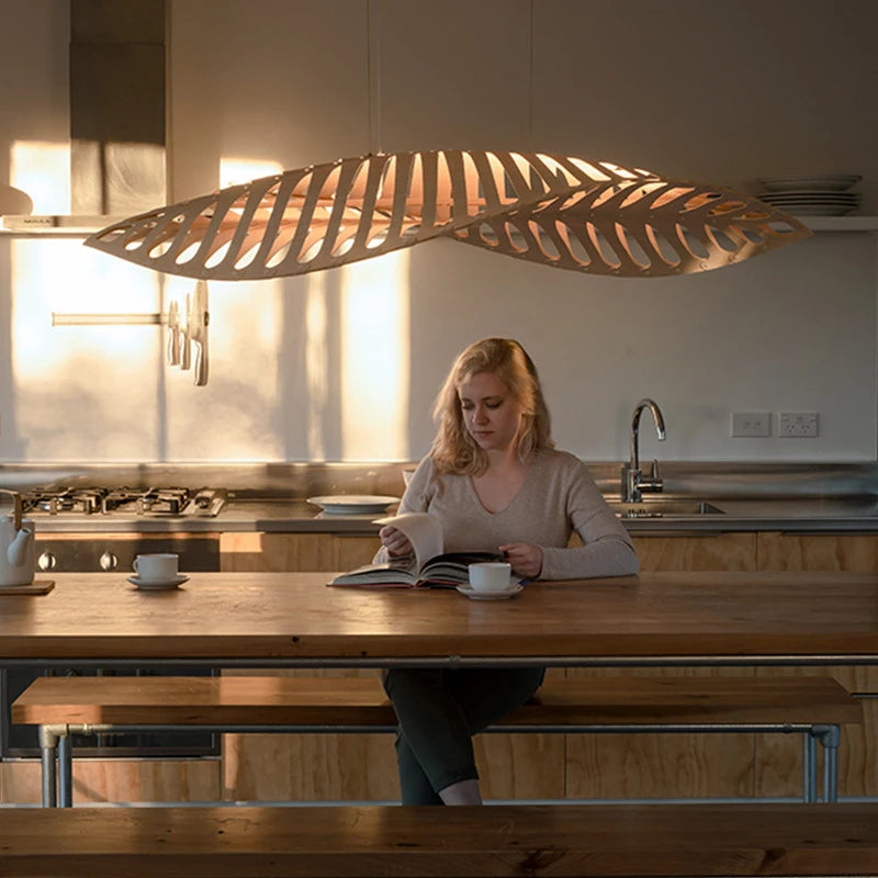 Wabi-Sabi Wood Art Fish Bone Chandelier