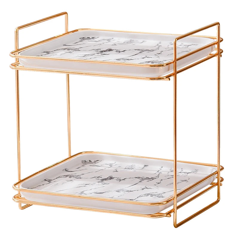 Metal Frame Ceramic Marble Surface Storage Rack