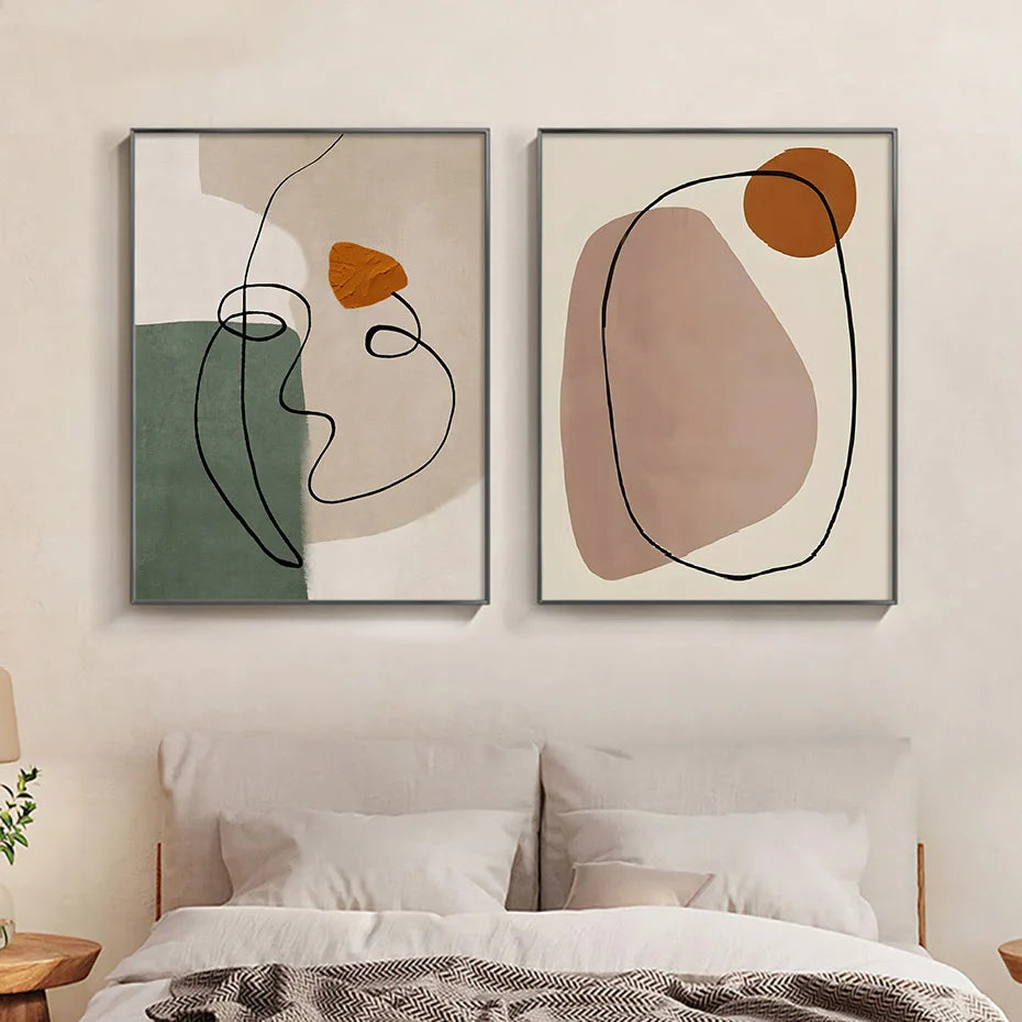 Abstract Geometric Face Line Art Canvas Print