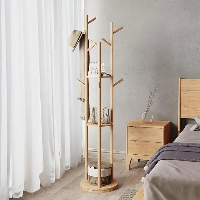 KungFuWood 360° Rotating Coat Rack