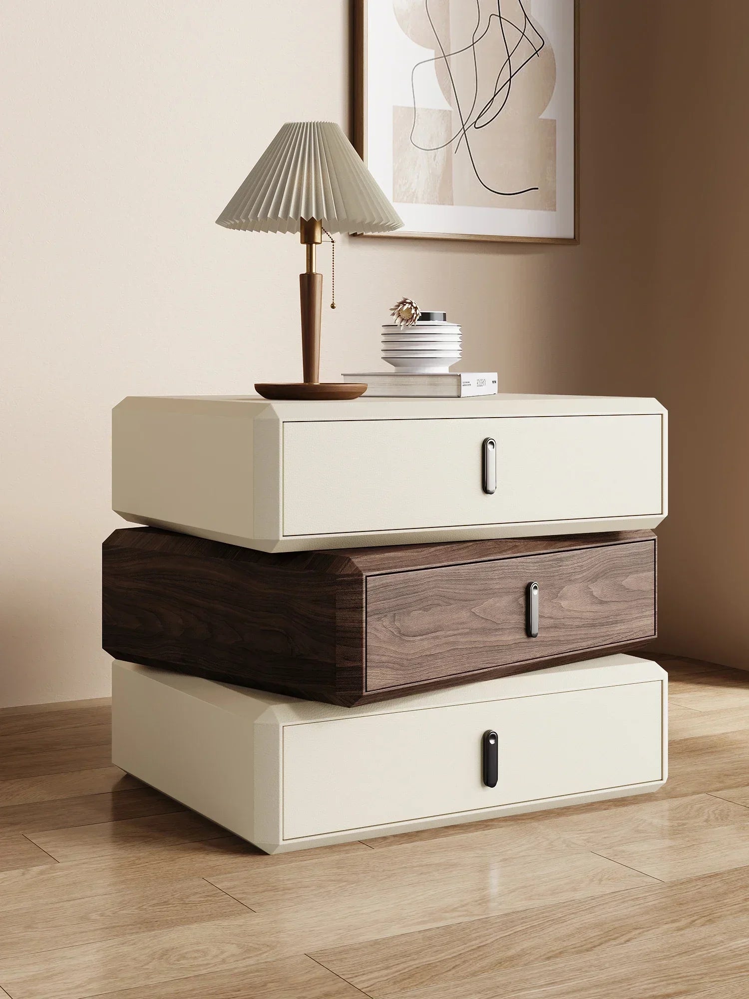 Rotating Solid Wood Nightstand