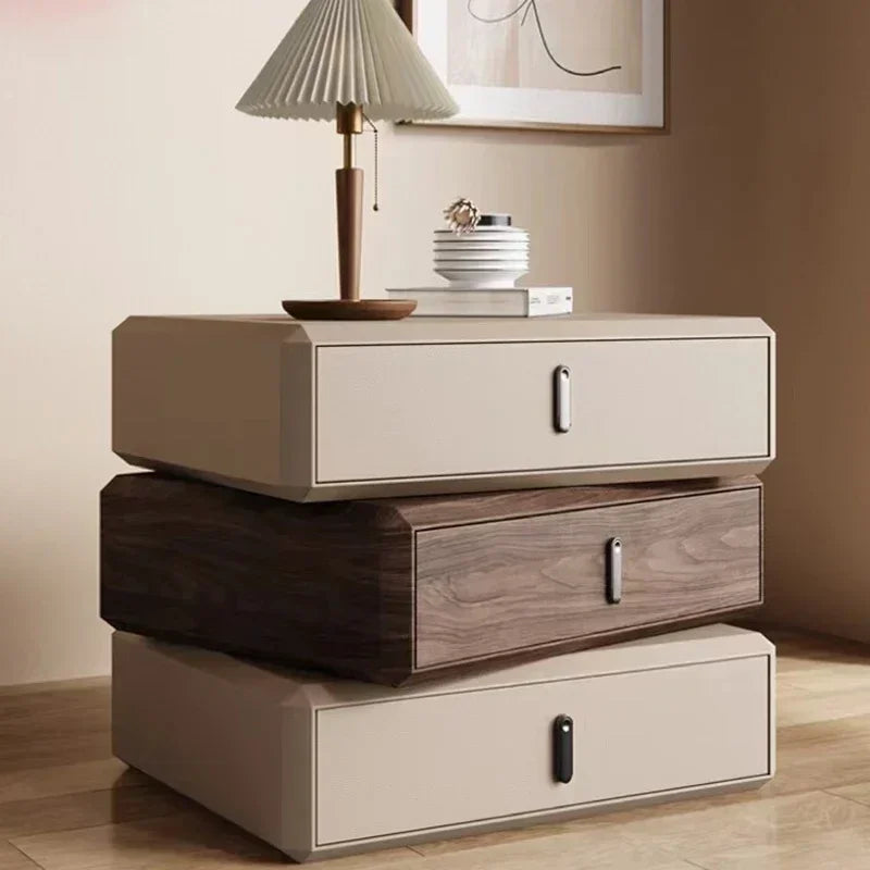 Rotating Solid Wood Nightstand