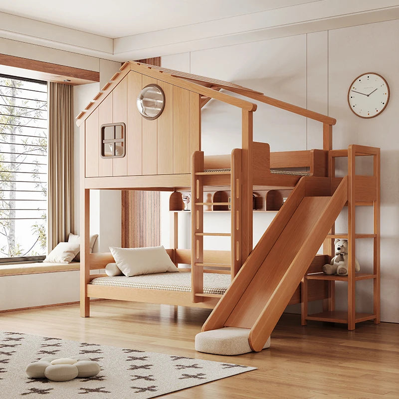 Classic Wooden Bunk Bed with Storage