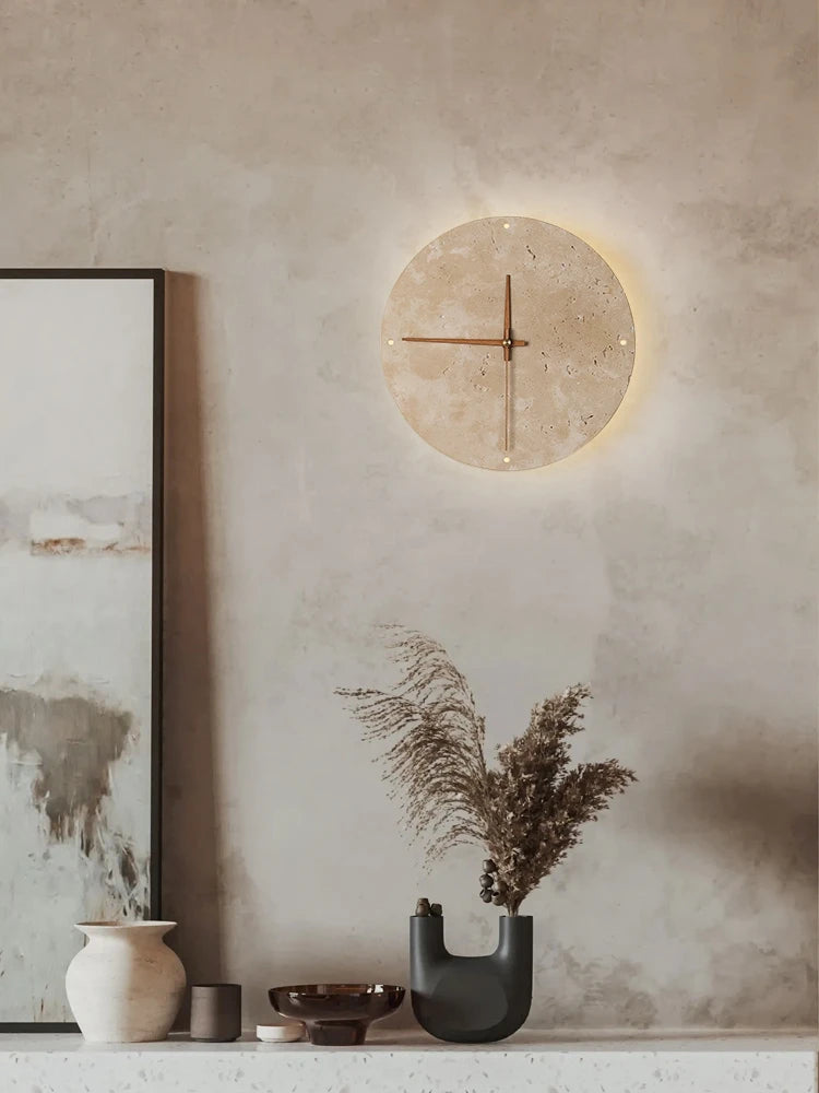 Natural Stone Wall Light with Clock