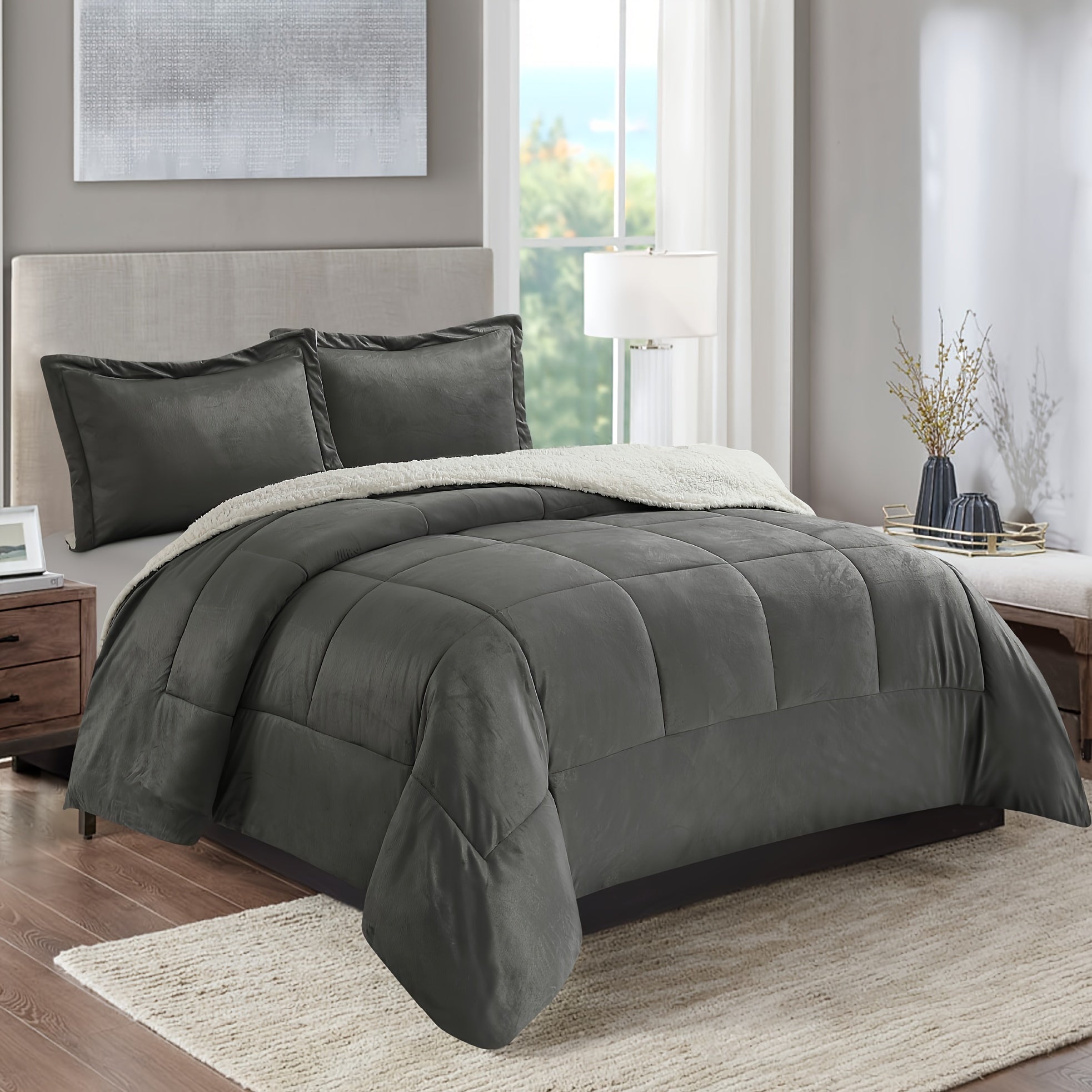 Reversible Sherpa Down-Alternative Comforter Set