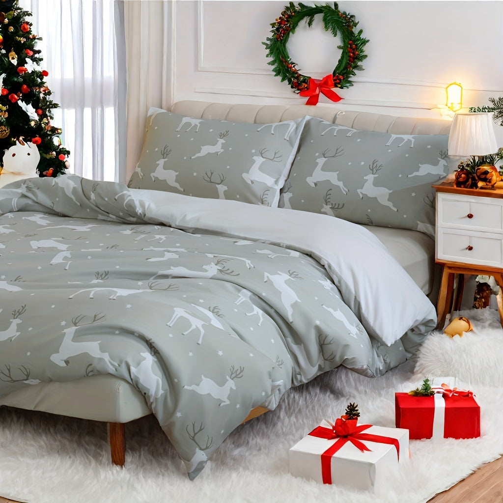 Cozy Christmas Reindeer Bedding Set