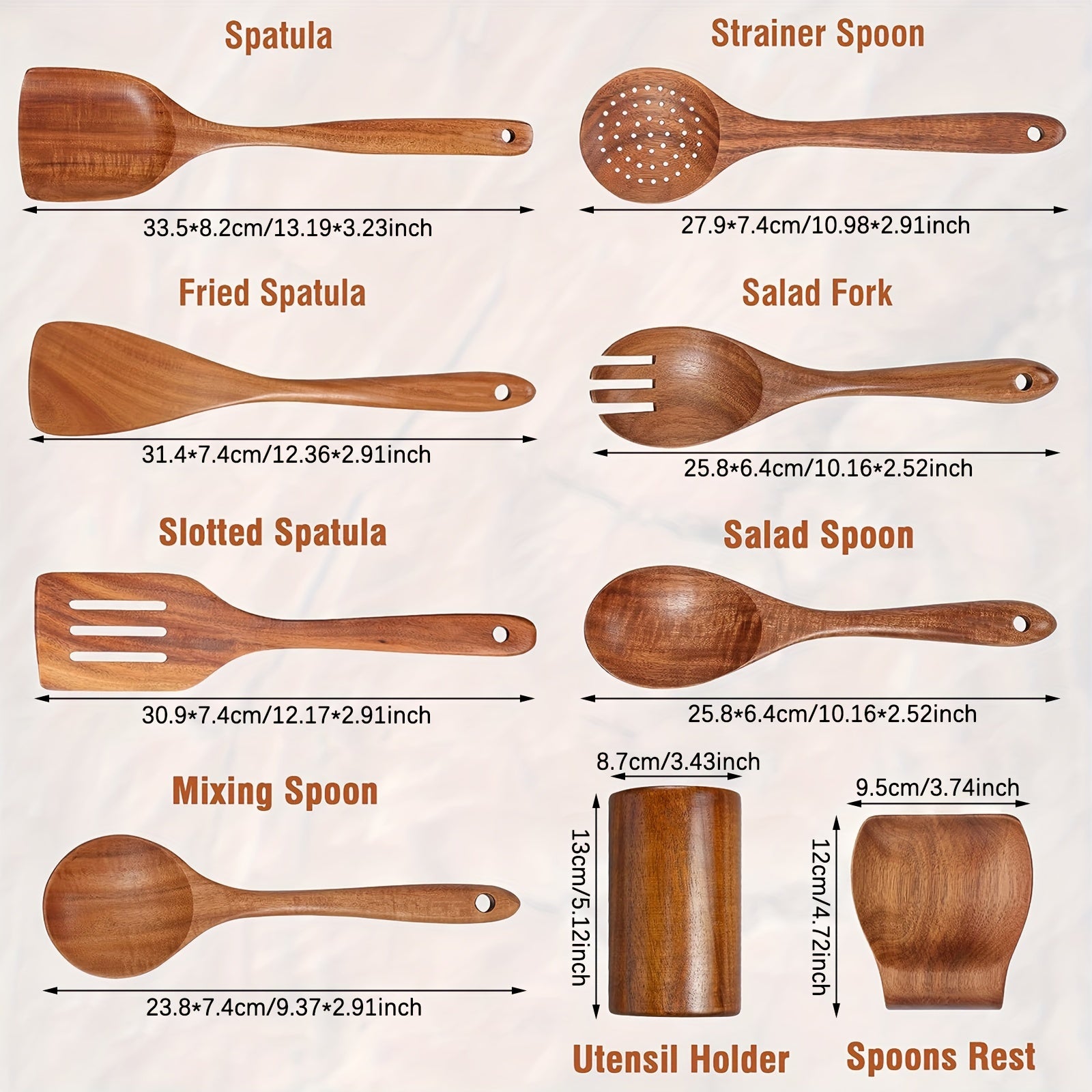 Natural Wood Kitchen Utensil Set