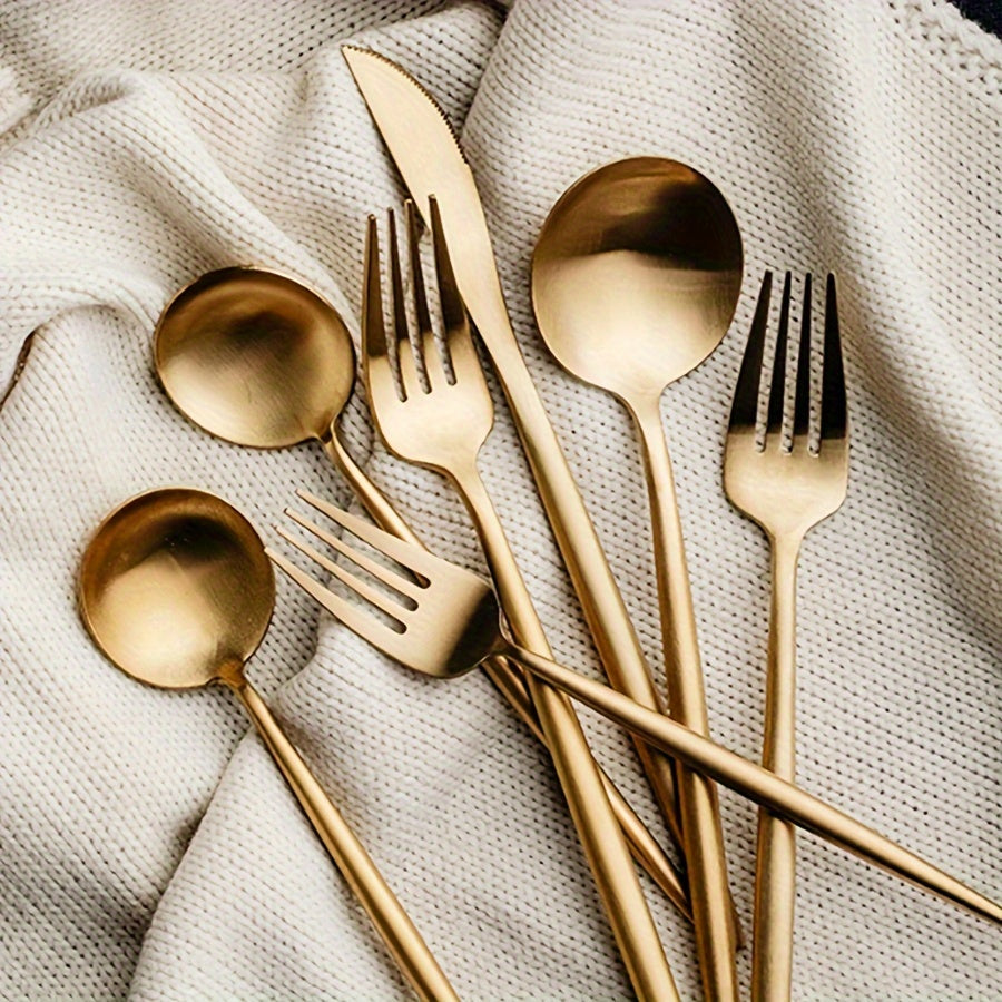 24-Piece Golden Stainless Steel Cutlery Set