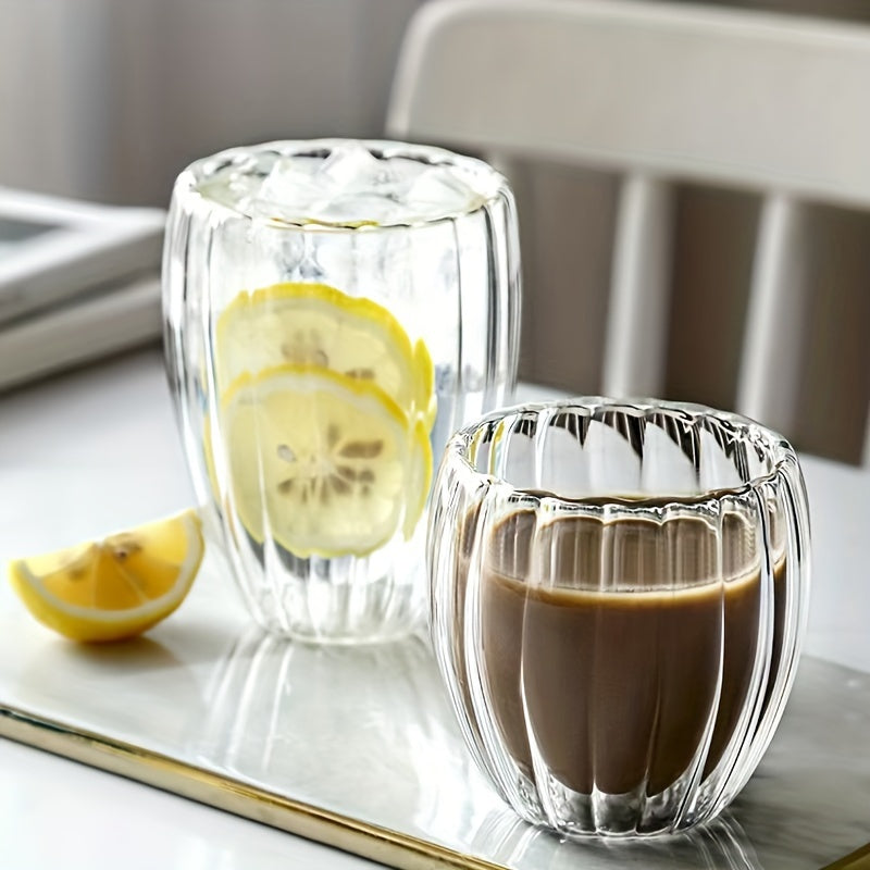 Vertical Striped Glass Coffee Mugs