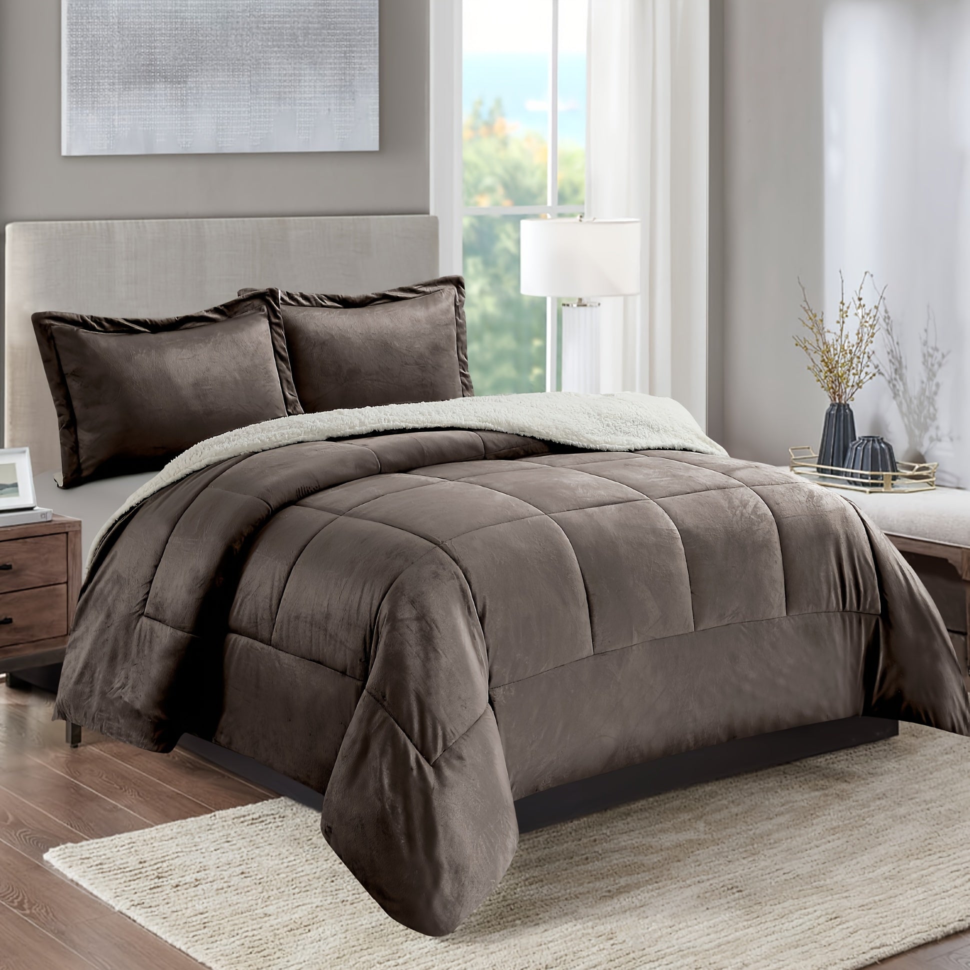 Reversible Sherpa Down-Alternative Comforter Set