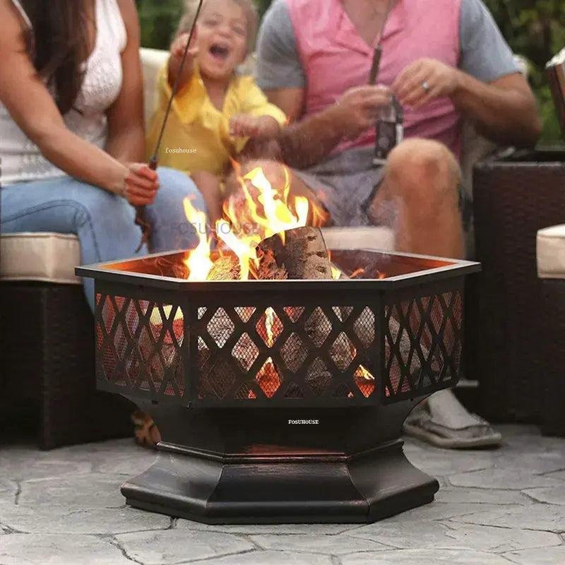 Rustic Hexagonal Fire Pit